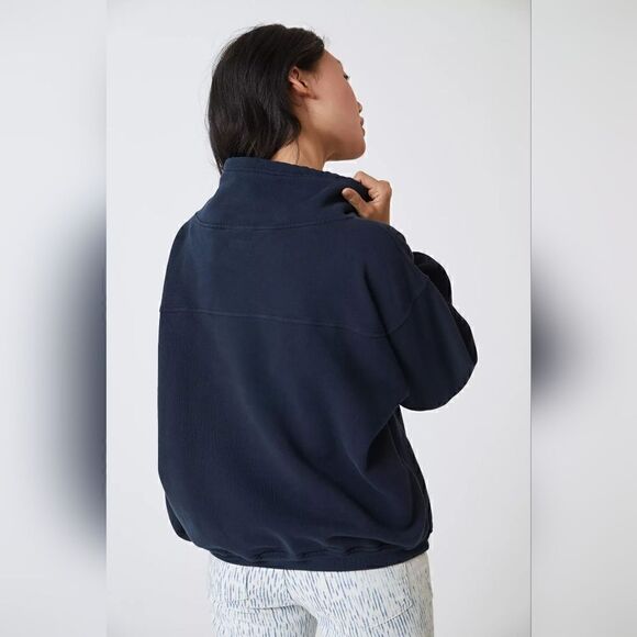 Mother Relaxed Funnel-Neck Sweatshirt In Navy Blue Size Extra Small NWT - Picture 4 of 7